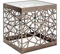 HAKU Möbel Tavolino bronzo, Metallo, vetro di sicurezza 8 mm - Dim. L 50 cm x A 50 cm x P 50 cm, Stile Art Deco