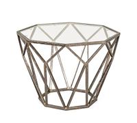 HAKU Möbel Tavolino bronzo, Metallo, vetro di sicurezza 8 mm - Dim. L 55 cm x A 38 cm x P 55 cm, Stile Art Deco