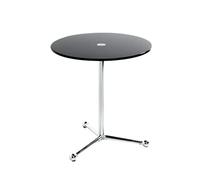 HAKU Möbel Tavolino cromo, nero, Metallo, vetro di sicurezza 10 mm - Dim. A 50 cm x Ø 45 cm, Stile Moderno