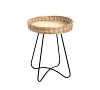 HAKU Möbel Tavolino natura, nero, Metallo, compensato, vimini - Dim. A 51 cm x Ø 41 cm, Stile Boemo