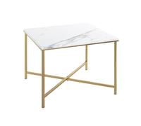 HAKU Möbel Tavolino oro, aspetto marmoreo, MDF, metallo - Dim.: L 60 cm x A 47 cm x P 60 cm, Stile: Art Deco
