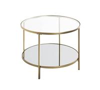 HAKU Möbel Tavolino oro, Metallo, vetro di sicurezza, specchio - Dim. A 45 cm x Ø 60 cm, Stile Art Deco