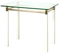 HAKU Möbel Tavolino placcato oro, bianco, Legno massiccio, metallo, vetro di sicurezza - Dim. L 60 cm x A 54 cm x P 50 cm, Stile Contemporaneo