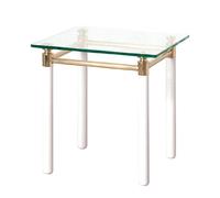 HAKU Möbel Tavolino placcato oro, bianco, Metallo, vetro di sicurezza - Dim. L 42 cm x A 44 cm x P 42 cm, Stile Contemporaneo