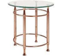 HAKU Möbel Tavolino rame, Metallo, vetro di sicurezza 10 mm - Dim. A 52 cm x Ø 50 cm, Stile Contemporaneo
