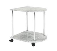 HAKU Möbel Tavolino su rotelle cemento, cromo, MDF, metallo - Dim. L 42 cm x A 45 cm x P 40 cm, Stile Moderno