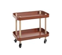 HAKU Möbel Tavolino su rotelle naturale, rosso corallo, Legno massiccio, Metallo - Dim: L 50 x A 47 x P 30 cm, Stile: Moderno