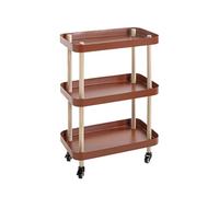 HAKU Möbel Tavolino su rotelle naturale, rosso corallo, Legno massiccio, Metallo - Dim: L 50 x A 76 x P 30 cm, Stile: Moderno