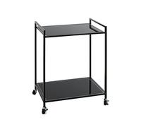 HAKU Möbel Tavolino su rotelle nero, Metallo, vetro di sicurezza - Dim.: L 50 cm x A 69 cm x P 36 cm, Stile: Moderno