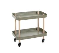 HAKU Möbel Tavolino su rotelle verde canna, naturale, Legno massiccio, Metallo - Dim: L 50 x A 47 x P 30 cm, Stile: Moderno