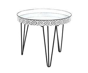 HAKU Möbel Tavolo da caffè nero, bianco, Metallo, specchio - Dim. A 46 cm x Ø 65 cm, Stile Art Deco