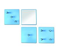 HAKU Set appendiabiti blu, Metallo, specchio - Dim. L 15 cm x A 15 cm x P 6 cm, Stile Moderno
