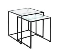 HAKU Set di 2 tavolini nero, Metallo, vetro di sicurezza - Dim. L 40/45 cm x A 44/49 cm x P 40/45 cm, Stile Moderno