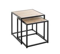 HAKU Set di 2 Tavolini rovere chiaro, nero, MDF, Metallo - Dim: L 35/40 x A 36/41 x P 35/40 cm, Stile: Moderno