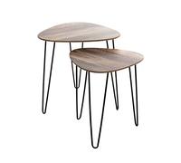 HAKU Set di 2 tavolini rovere, nero, MDF, metallo - Dim. L 40/48 cm x A 43/48 cm x P 40/48 cm, Stile Moderno