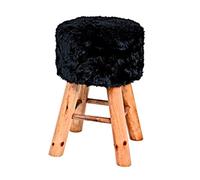HAKU Sgabello nero, Legno massiccio, tessuto - Dim. A 45 x Ø 30 cm, Stile Glam