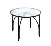 HAKU Tavolino nero, Metallo, vetro di sicurezza - Dim. A 40 cm x Ø 50 cm, Stile Moderno