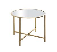 HAKU Tavolino oro, Metallo, specchio - Dim. A 45 cm x Ø 60 cm, Stile Art Deco