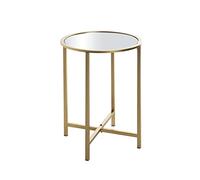 HAKU Tavolino oro, Metallo, specchio - Dim. A 53 cm x Ø 39 cm, Stile Art Deco