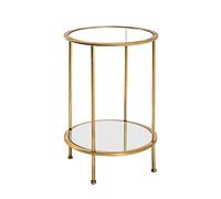 HAKU Möbel Tavolino oro, Metallo, vetro di sicurezza, specchio - Dim. A 55 cm x Ø 38 cm, Stile Art Deco