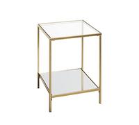 HAKU Tavolino oro, Metallo, vetro di sicurezza, specchio - Dim. L 39 cm x A 55 cm x P 39 cm, Stile Art Deco