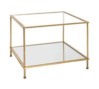 HAKU Tavolino oro, Metallo, vetro di sicurezza, specchio - Dim. L 60 cm x A 45 cm x P 60 cm, Stile Art Deco