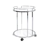 HAKU Tavolino su rotelle Cromo, Bianco, MDF, Metallo - Dim. A 60 cm x Ø 45 cm, Stile Moderno