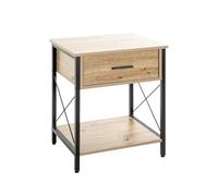 HAKU Tavolo consolle rovere e nero - consolle stretta moderna di forma rettangolare, in metallo e MDF, con cassetto Dim.: L 45 cm x A 60 cm x P 40 cm Stile: Modern