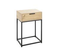 HAKU Tavolo consolle rovere e nero - consolle stretta moderna di forma rettangolare, in metallo e pannello di particelle, con cassetto Dim.: L 40 cm x A 60 cm x P 28 cm Stile: Modern