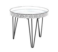 HAKU Tavolo da caffè nero, bianco, Metallo, specchio - Dim. A 46 cm x Ø 65 cm, Stile Art Deco
