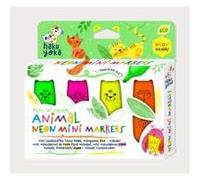 Haku Yoka Mini pennarelli neon, set da 4, colori vivaci - verde, rosa, giallo e arancione, inchiostro a base d'acqua ad asciugatura rapida, formato tascabile, dai 6 anni in su