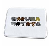 Hakuna Matata - Swahili African Pattern Typography No Worries Zebra Leopard Print Zerbino Asciugapassi Asciugatura Rapida Tappeti Da Bagno Confortevole Tappeto Entrata Per Vasca Doccia 40X60 Cm