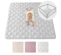Hakuna Matte - Copertina per gattonare trapuntata da 127 cm, grigio Hygge - Copertina per neonati extra spessa da 1,5 cm, morbida - Copertina da gioco per bambini con fondo antiscivolo per gattonare