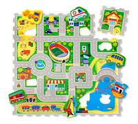 Hakuna Matte Tappeto Puzzle Bambini Città 1,2x1,2m - 16 Mattonelle in Schiuma a Incastro - Tappeto Bambini 20% più Spesso e Morbido - Inodore, Senza Formammide, Certificato EN-71