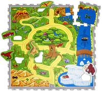 Hakuna Matte Tappeto Puzzle Bambini Città 1,2x1,2m - 16 Mattonelle in Schiuma a Incastro - Tappeto Bambini 20% più Spesso e Morbido - Inodore, Senza Formammide, Certificato EN-71 (Dinosauro)