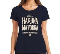Hakuna Ma'Vodka It Means No Memories Statement - Maglietta da donna, blu navy, M