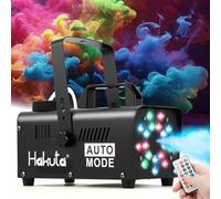 Hakuta Macchina per il fumo con 18 luci a LED colorate - Macchina per nebbia automatica con effetti LED da corsa e jumping per Halloween, Natale, matrimoni e feste DJ