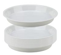 HAKZEON Confezione da 10 piattini in plastica per piante da 30 cm, vassoio antigoccia per fiori da 30 cm, sottovaso rotondo, per interni ed esterni, colore bianco