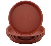 HAKZEON Confezione da 10 piattini in plastica per piante da 30 cm, vassoio antigoccia per fiori da 30 cm, sottovaso rotondo, per interni ed esterni, colore terracotta