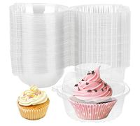 HAKZEON Confezione da 150 scatole per cupcake, in plastica trasparente, per cupcake, per torte, insalata, formaggio, confezione da 150
