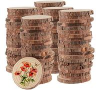 HAKZEON Dischi Legno Senza Buco Diametro 7 a 8 cm, 100 pezzi Naturale da Decorare Natale Fai da Te Segnaposto Adatti per Pirografo, Intagliare, Disegnare
