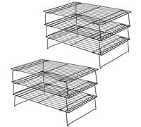 HAKZEON Set di 2 scaffali di raffreddamento a 3 ripiani, per cottura e raffreddamento, impilabili, per grigliare, vassoio di raffreddamento antiaderente, pieghevole, 40 x 25 x 22 cm