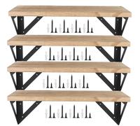 HAKZEON Set di 4 mensole da parete in legno rustico, con viti, mensole decorative da parete per soggiorno, camera da letto e ufficio