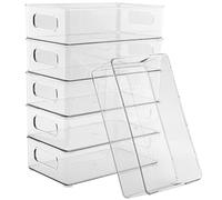 HAKZEON Set di 6 Organizer Frigorifero Trasparenti, Organizer Cucina Dispensa per Frigoriferi Impilabili, Dispensa da, Cucinaarmadietti, ripiani, Bagno