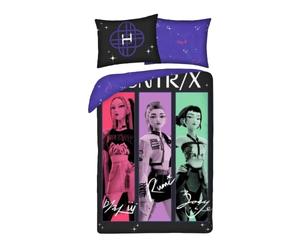 Halantex Biancheria da letto K-Pop Demon Hunters Huntrix - Copripiumino singolo Reversibile 140x200cm e Federa 70x90cm - Multicolore - 100% Cotone - OEKO-TEX
