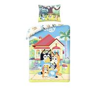 Halantex BLUEY Famiglia Cagnolini Set Letto Bluey Bingo Bandit Chilli - Copripiumino Reversibile 140x200cm e Federa 70x90cm - Multicolore - 100% Cotone