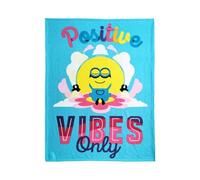 Halantex Coperta in Pile Minion Cattivissimo Me Positive Vibes Only - 100% Poliestere - Dimensioni 130 x 170 cm - Colore Azzurro