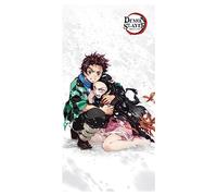 Halantex DEMON SLAYER Tanjiro e Nezuko Kamado - Telo Mare Spiaggia Bagno Beach Towel - 100% cotone - Dimensioni 70x140cm