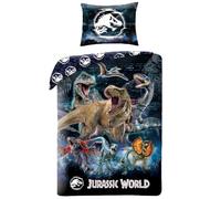 Halantex JURASSIC Dinosauri T-REX - Set Letto Copripiumino 140x200cm con federa 70x90cm - 100% Poliestere Multicolore