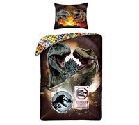 Halantex Jurassic World - Set di biancheria da letto, 140 x 200 cm + 70 x 90 cm, 100% cotone
